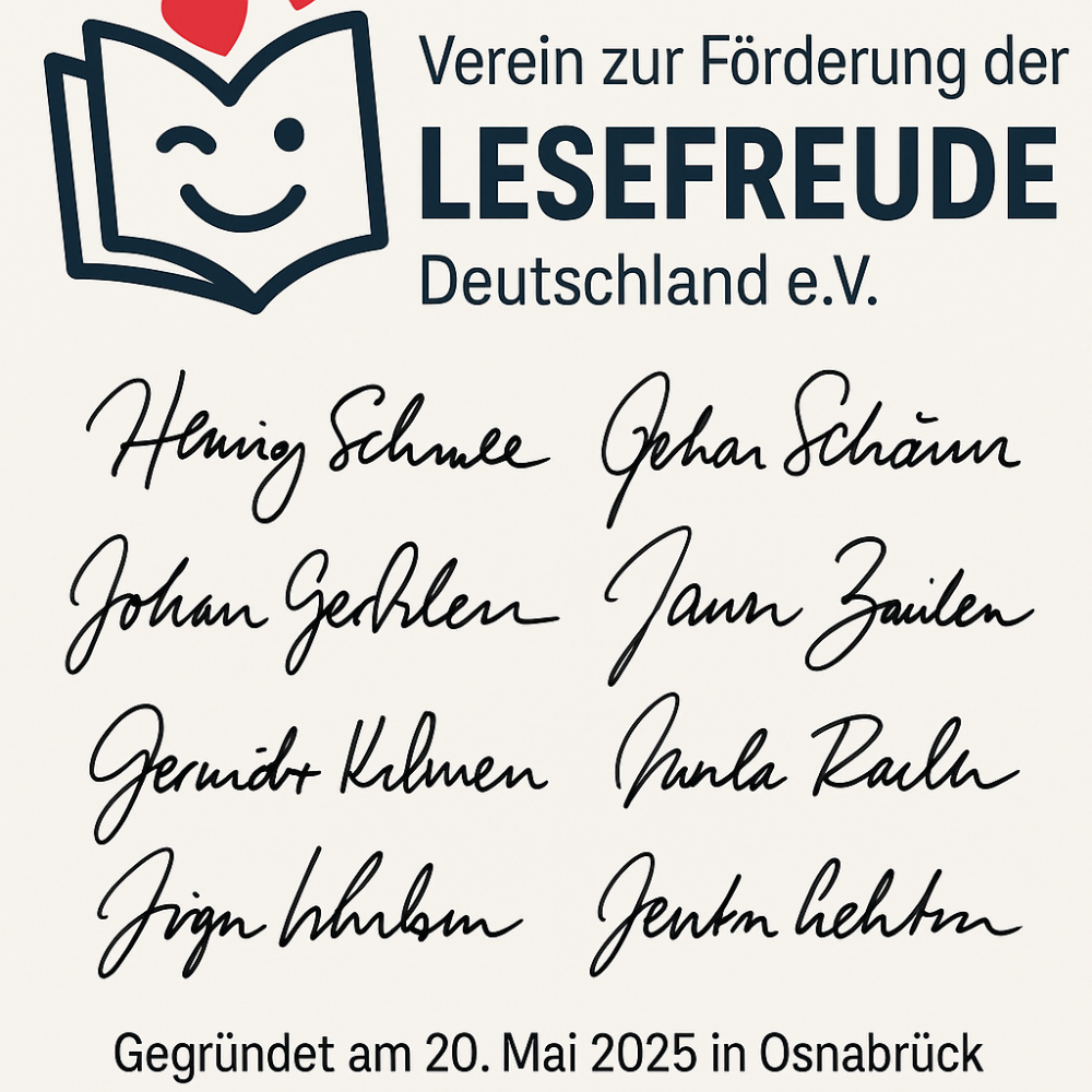 Wir sind gegründet: Verein zur Förderung der Lesefreude Deutschland e.?V.
